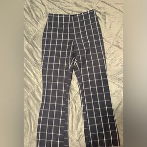 A New Day Women's Cropped Kick Flare Pull-On Blue Plaid Pants, Size 4